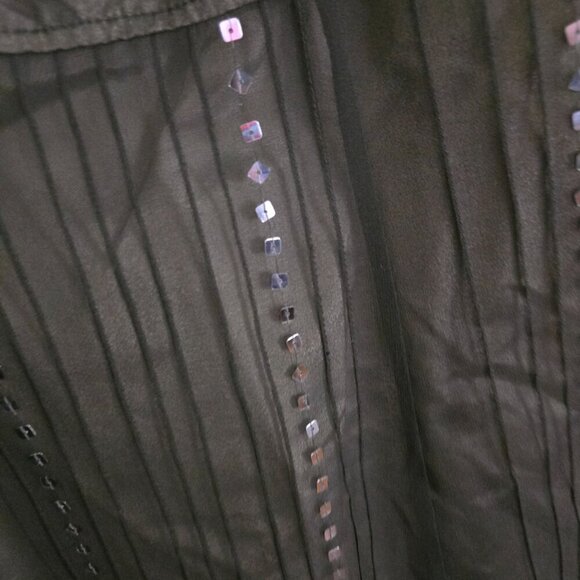 Garnet Hill 100% Silk Black Sequined Underlay Pintuck Slip Dress Size 4 - Picture 3 of 5